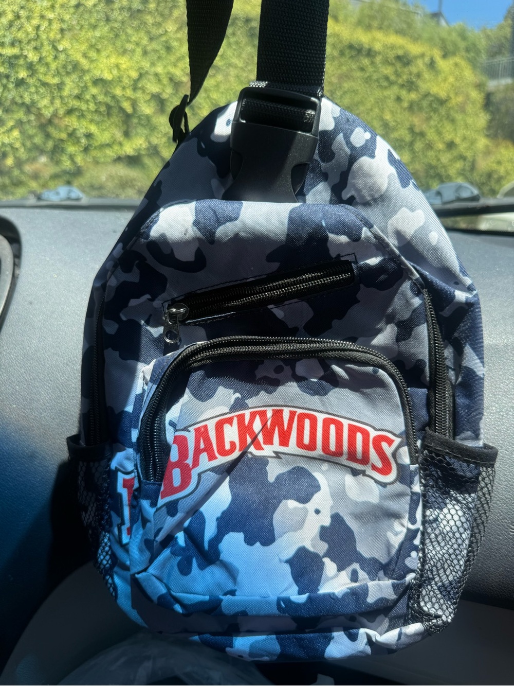 Backwoods Camo Sling Backpack - Blue/Gray